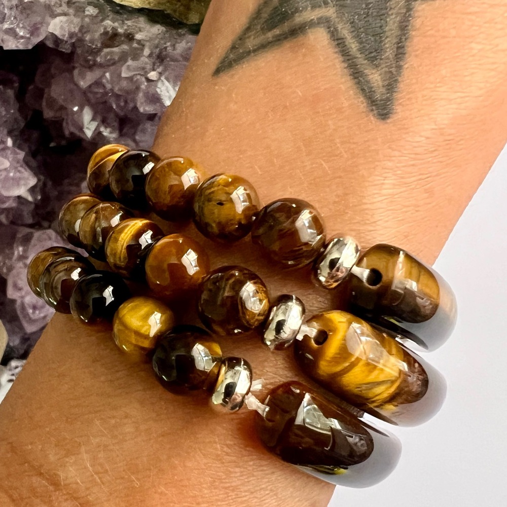 3 Bracelet Stack! Solar Chakra Tigers Eye Mala Style Set - Picture 16 of 16